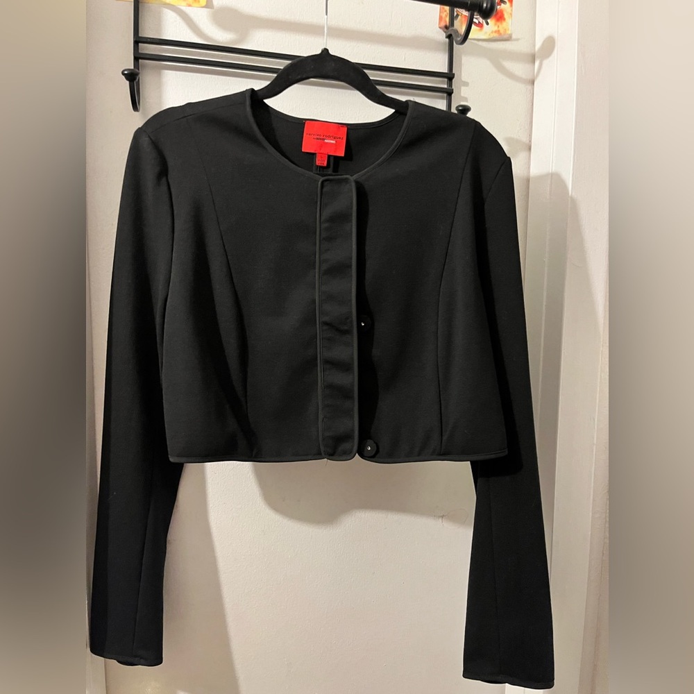 Narcisco Rodriguez-size L- black snap front l/s bolero. Collab. NWOT.